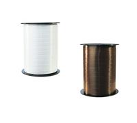 Clairefontaine 601773AMZC - un lot de 2 bobines de Ruban Bolduc Lisse - 500mx0,7 cm - Emballage cadeau, accessoire de décoration - Blanc/Chocolat