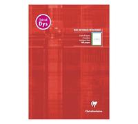 Bloc d'écriture spécial Dys encollé en-tête A4 100 pages détachables cadre et lignes 4 couleurs Interligne 2 mm - Rouge
