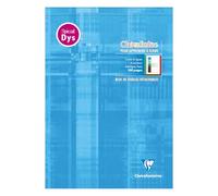 Bloc d'écriture spécial Dys encollé en-tête A4 100 pages détachables cadre et lignes 4 couleurs Interligne 5 mm - Bleu