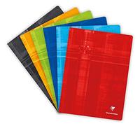 Clairefontaine Cahier piqué 24 x 32 cm – 96 pages ligné à marge – Papier 90 g – Assortis