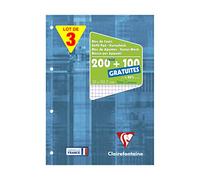 Clairefontaine 65816AMZC Lot de 3 Blocs de Cours Encollés Perforés - A4 21x29,7 cm - 200 Pages + 100 Gratuites Petits Carreaux - Papier Blanc 90 g - Couverture Carte Pelliculée