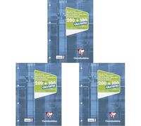 Clairefontaine 65816C Un Bloc de Cours Encollé Perforé Bleu Électrique - A4 21x29,7cm - 300 Pages (200+100 gratuites) Petits Carreaux et Perforé 4 Trous - Papier Blanc 90g Couverture Carte Pelliculée