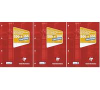 Clairefontaine 65818C Un Bloc de Cours Encollé Perforé Rouge Framboise - A4 21x29,7cm - 300 Pages (200 + 100 gratuites) Lignées avec Marge et Perforé 4 Trous - Papier 90g - Couverture Carte Pelliculée