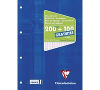 Clairefontaine 65819C Un Bloc de Cours Encollé Perforé Bleu Klein - A4 21x29,7 cm - 300 Pages (200 + 100 gratuites) Grands Carreaux et Perforé 4 Trous - Papier Blanc 90 g - Couverture Carte Pelliculée