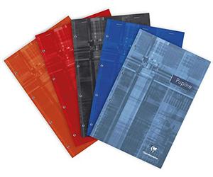 Clairefontaine 66135C Un Bloc Pupitre Agrafé en-Tête Perforé - A4+ 21x31,8 cm - 160 Pages Détachables Lignées avec Marge - Papier Blanc 90 g - Couverture Carte Pelliculée Couleur Aléatoire