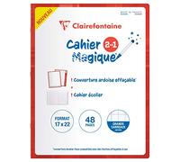 Cahier Magique couverture ardoise double-face effaçable piqué 17x22cm 48 pages grands carreaux (Seyès tricolore) - Rouge