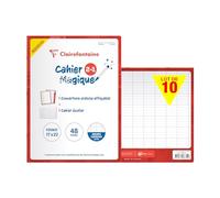 Clairefontaine 66751Cpack Un Lot de 10 Cahiers Magiques Agrafés - 17x22 cm - 48 Pages Grands Carreaux - Papier Blanc 90 g - Couvertures Ardoise Double-Face Effaçables à Sec
