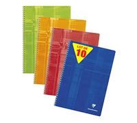 Clairefontaine 68142C Lot de 10 Cahiers à Spirale - A4 21x29,7 cm - 100 Pages Petits Carreaux - Papier Blanc 90 g - Couverture Carte Pelliculée - Couleurs Aléatoires
