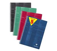 Clairefontaine 68162C Lot de 5 Cahiers à Spirale - A4 21x29,7 cm - 180 Pages Petits Carreaux - Papier Blanc 90 g - Couverture Carte Pelliculée - Couleurs Aléatoires