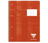 Cahier reliure intégrale A4+ 160 pages détachables perforées 4 trous petits carreaux + marge pleine à droite - Rouge