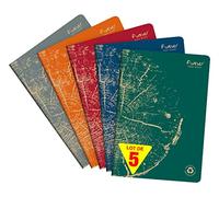Clairefontaine 68462C Lot de 5 Cahiers Agrafés Collection Forever Agrafé 100% Recy 4 21x29,7cm - 96 Pages Petits Carreaux Papier Recy lanc 90g - Couverture Carte Recy Couleurs Aléatoires