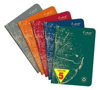 Clairefontaine 68486C Lot de 5 Cahiers Agrafés Collection Forever Agrafé 100% Recy 5 14,8x21 cm - 96 Pages Lignées - Papier Recy lanc 90 g - Couverture Carte Recy Couleurs Aléatoires