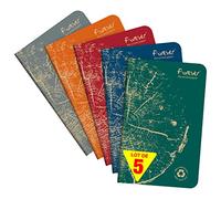 Clairefontaine 68496C Lot de 5 Cahiers Agrafés Collection Forever Agrafé 100% Recyclé - 9x14 cm - 96 Pages Lignées - Papier Recy lanc 90 g - Couverture Carte Recy Couleurs Aléatoires