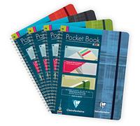 Clairefontaine 68566C Un Cahier à Spirale Pocket Book - A5+ 16x21 cm - 120 Pages Détachables Lignées avec 3 Intercalaires - Papier 90 g - Couverture Carte Pelliculée - Couleur Aléatoire