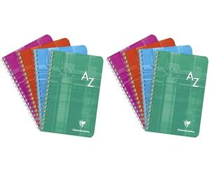 Clairefontaine 68699C Un Répertoire à Spirale - 11x17 cm - 100 Pages Petits Carreaux - Papier Blanc 90 g - Couverture Carte Pelliculée Couleur Aléatoire (Lot de 2)