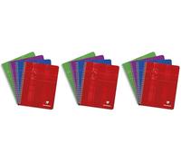 Clairefontaine 68761C Un Cahier à Spirale - 17x22 cm - 180 Pages Grands Carreaux - Papier Blanc 90 g - Couverture Carte Pelliculée Couleur Aléatoire (Lot de 3)