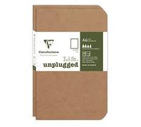 Clairefontaine 734186C Collection Nomaddict (ex Age Bag) Lot de 2 Carnets Agrafés Duo Tabac - 9x14 cm - 96 Pages Unies Blanches - Papier 90 g - Couverture Carte Lustrée Grain Cuir