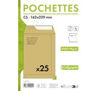Clairefontaine 742252C - 25 pochettes adh. 162x229 Kraft recyclé 90g ss film
