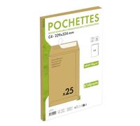 Clairefontaine 750252C - 25 pochettes adh. 229x324 Kraft recyclé 90g ss film