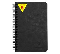 Clairefontaine 786161Cpack Un Lot de 5 Carnets à Pochettes Noirs Nomaddict (ex Age Bag) 11x17 - 120 Pages Détachables Lignées + 3 Intercalaires avec Poches de Rangement - Couvertures Carte Grain Cuir