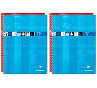 Clairefontaine 8007C Un Cahier à Spirale de Travaux Pratiques - 24x32 cm - 80 Pages Grands Carreaux 90 g et Unies Blanches 125 g - Couverture Carte Pelliculée - Couleur Aléatoire (Lot de 2)