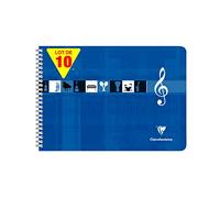 Clairefontaine 8104C Lot de 10 Cahiers de Musique à Spirale Bleus Klein - A4 21x29,7 cm - 50 Pages 8 Portées - Papier Blanc 90 g - Couverture Carte Pelliculée