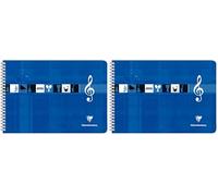 Clairefontaine 8104C Un Cahier de Musique à Spirale Bleu Klein - A4 21x29,7 cm - 50 Pages 8 Portées - Papier Blanc 90 g - Couverture Carte Pelliculée, Unité (Lot de 2)