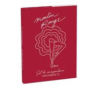 Clairefontaine 812442C - Un Set de Correspondance 8 Cartes 11x15,5 cm assorties Moulin Rouge et 8 Enveloppes Pollen C6 Blanc Naturel - Collection Moulin Rouge - 12x16,5 cm