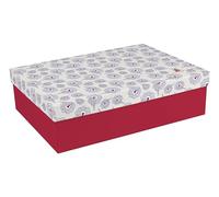 Clairefontaine 812445C - Une Boite de Rangement en Carton Multifonctions Rectangulaire 6 Compartiments Amovibles - Couvercle - Organisateur Armoire - 29x21x8,5cm - Décors Moulin Rouge