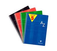 Clairefontaine 8148C Lot de 5 Répertoires à Spirale - A4 21x29,7 cm - 180 Pages Grands Carreaux - Papier Blanc 90 g - Couverture Carte Pelliculée - Couleurs Aléatoires