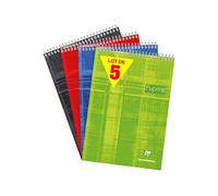 Clairefontaine 8150C Lot de 5 Blocs Pupitre à Spirale en-Tête - A4 21x29,7 cm - 160 Pages Détachables Unies Blanches - Papier Blanc 90 g - Couverture Carte Pelliculée - Couleurs Aléatoires