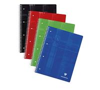 Cahier reliure intégrale A4+ 240 pages détachables perforé 4 trous petits carreaux + marge et cadre en-tête 4 couleurs de bandes Couleur aléatoire - Assortis