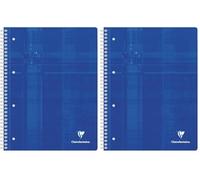 Clairefontaine 8258C Un Cahier à Spirale Perforé Bleu - A4+ 22,5x29,7 cm - 160 Pages Détachables Petits Carreaux - Papier Blanc 90 g - Couverture Carte Pelliculée (Lot de 2)