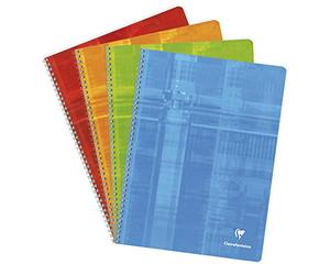 Clairefontaine 8342C - Un cahier à spirale 100 pages 24x32 cm 90g petits carreaux, couverture carte pelliculée couleur aléatoire