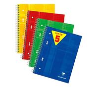 Clairefontaine 8570C Lot 5 Cahier spirale Studium A5+ 160p uni 90g assorti