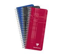 Clairefontaine 8672C Un Carnet à Spirale - 8,5x20 cm - 180 Pages Petits Carreaux - Papier Blanc 90 g - Couverture Carte Pelliculée Couleur Aléatoire