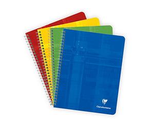 Clairefontaine 884C Un Cahier à Spirale - 16,5x21 cm - 180 Pages Petits Carreaux avec Marge - Papier Blanc 90 g - Couverture Carte Pelliculée Couleur Aléatoire