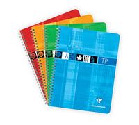Clairefontaine Cahier TP reliure intégrale 17x22 cm 80 p grands carreaux 90 g + uni 125 g - Assortis