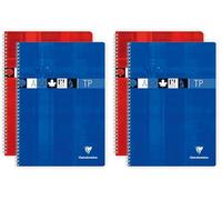 Clairefontaine 8937C Un Cahier à Spirale de Travaux Pratiques - A4 21x29,7 cm - 80 Pages Grands Carreaux 90 g et Unies Blanches 125 g - Couverture Carte Pelliculée - Couleur Aléatoire (Lot de 2)