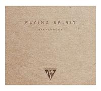 Clairefontaine 930024C Carnet Cousu Flying Spirit - 50 Feuilles Papier Esquisse Ivoire 15,5x15,5 cm 90g - Couverture en Kraft Brun - Illustration imprimée au dos aléatoire