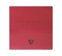Clairefontaine 930032C Carnet Cousu Flying Spirit - 50 Feuilles Papier Esquisse Ivoire 15,5x15,5 cm 90g - Couverture en Carte Rouge - Illustration imprimée au dos aléatoire