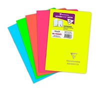 Clairefontaine 941623C Un Carnet Agrafé Koverbook Neon - 11x17 cm - 96 Pages Petits Carreaux - Papier Blanc 90 g - Couverture Polypro Opaque - Couleur Aléatoire