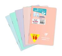 Clairefontaine 941681C Lot de 10 Carnets Agrafés Koverbook Blush - 11x17 cm - 96 Pages Petits Carreaux - Papier Blanc 90 g - Couverture Polypro Opaque - Couleurs Aléatoires