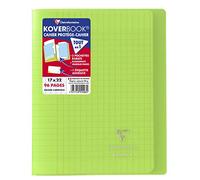 Clairefontaine Cahier piqué Koverbook - 17 x 22 cm - 96 pages Seyès grands carreaux - Vert