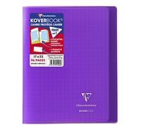 Cahier piqué Koverbook 17x22cm 96 pages grands carreaux couverture polypropylène transparent - Violet