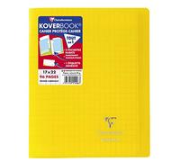 Clairefontaine 951406C Un Cahier Agrafé Koverbook Jaune - 17x22 cm - 96 Pages Grands Carreaux - Papier Blanc 90 g - Couverture Polypro