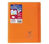Cahier piqué Koverbook 17x22cm 96 pages grands carreaux couverture polypropylène transparent - Orange