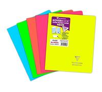 Clairefontaine 951423C Un Cahier Agrafé Koverbook Neon - 17x22 cm - 96 Pages Grands Carreaux - Papier Blanc 90 g - Couverture Polypro Opaque - Couleur Aléatoire