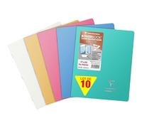 Clairefontaine 951441C Lot de 10 Cahiers Agrafés Koverbook Silver - 17x22 cm - 96 Pages Grands Carreaux - Papier Blanc 90 g - Couverture Polypro Opaque - Couleur Aléatoire