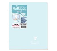 Clairefontaine 951472C Un Cahier Agrafé Koverbook Blush Bleu givré - 17x22 cm - 96 Pages Grands Carreaux - Papier Blanc 90 g - Couverture Polypro Opaque